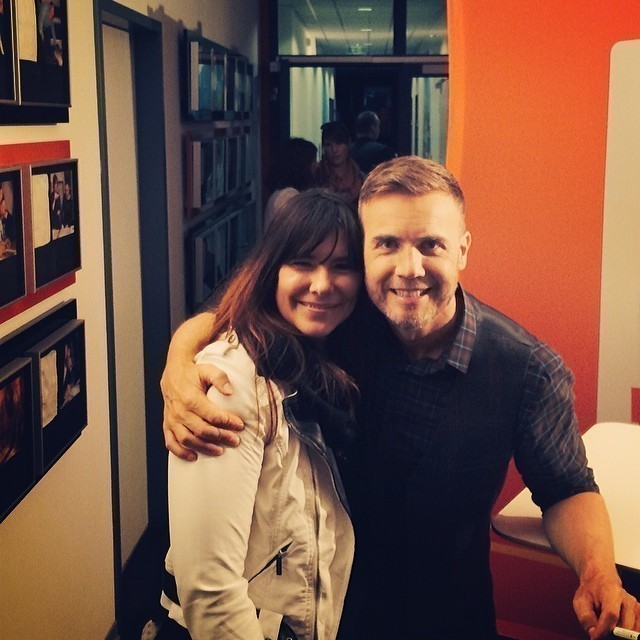 Me with Gary Barlow in Potsdam. Bless the guy from the radio station who took three photos: this one is is the best! Happy!!!