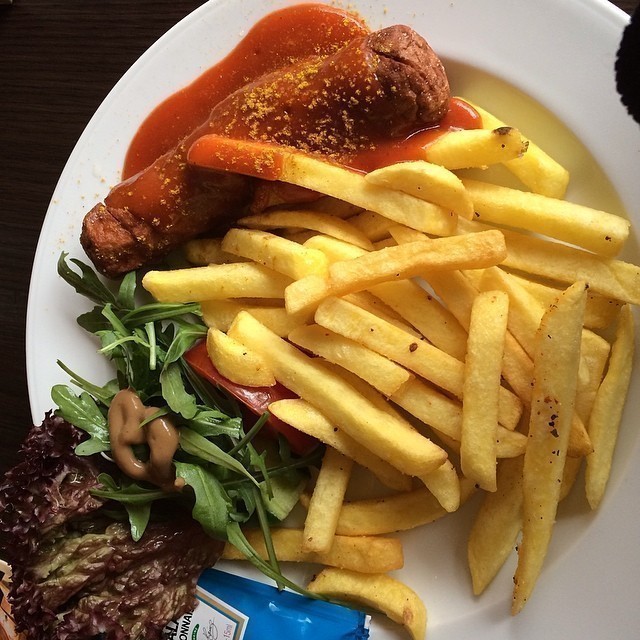 Typical Berlin food: Curry Wurst mit Pommes :) Guten Appetit. #food