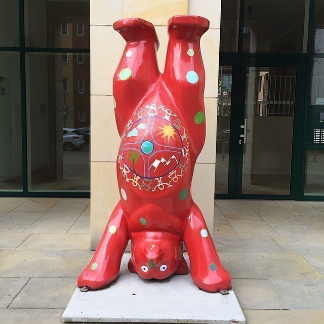 What a yuck stormy cold day in Berlin. Even our bears are standing head down. #berlin