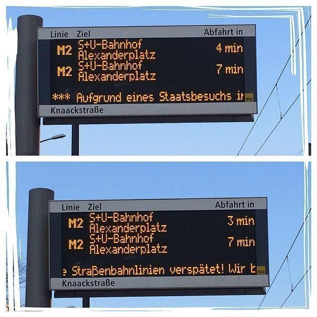 The President of the Republic of Korea is visiting. Delays across town.