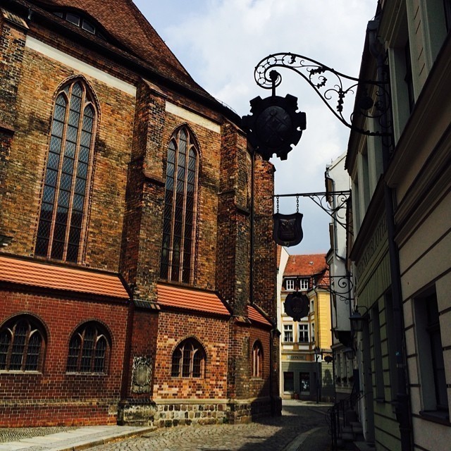 Right in the center of Berlin there is a district called Nikolaiviertel. It looks like part of the Middle Ages Berlin but was actually created artificially by the former East-Germany.