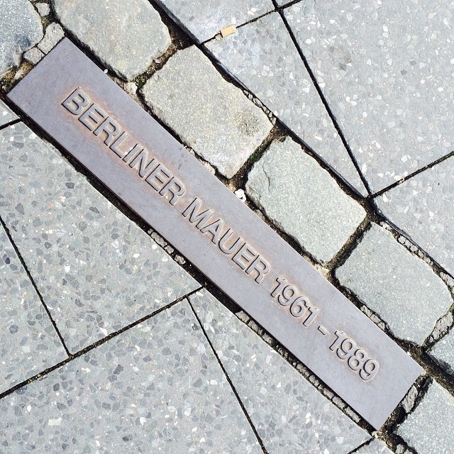 When you see this across town then you know you are crossing between the former East and West. It’s a marker for the former Berlin Wall.