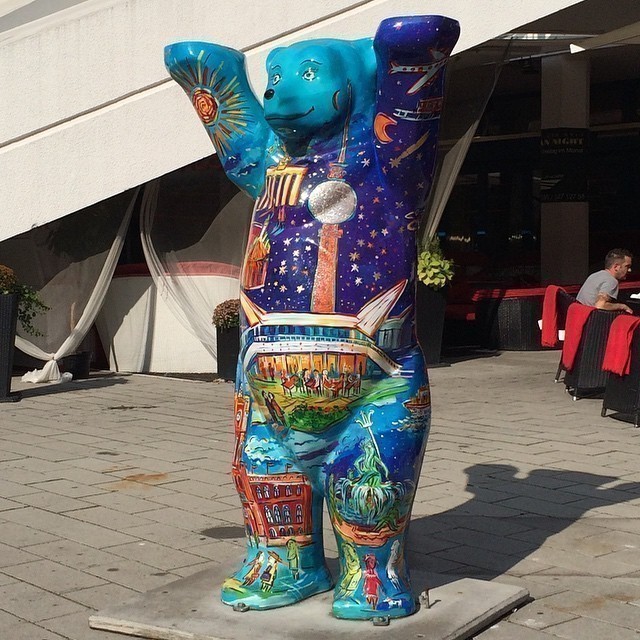 One of the many Berlin bears around town. All individuals ^,^. They all have different pattern pictures and colours on them.