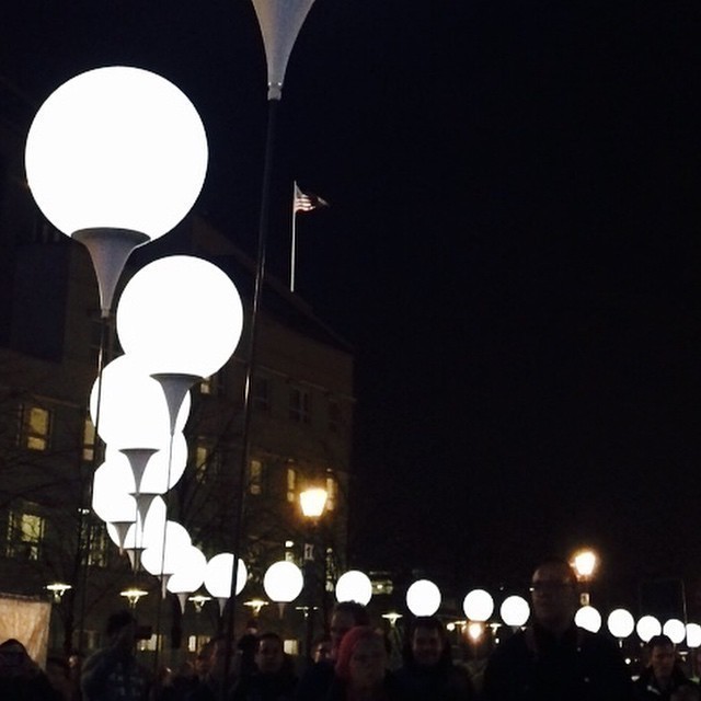 Balloons along the line of the former Berlin Wall to commemorate 25 years since The Wall came down. #Berlin