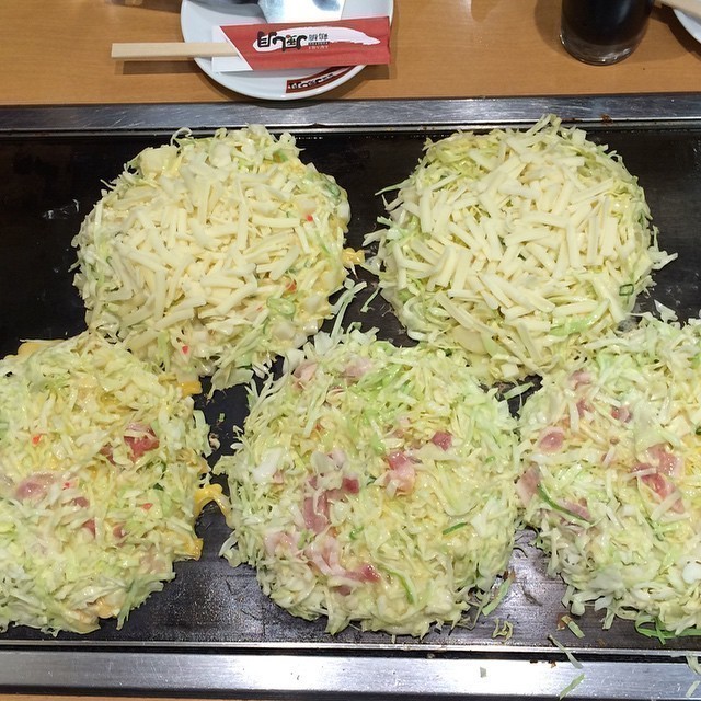 Back to our favourite past time: food: Okonomiyaki. Local to Osaka #osaka
