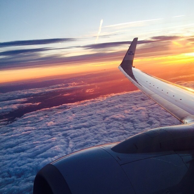 Sunset from the plane. Last leg of the long trip home: Osaka to Amsterdam to Berlin.