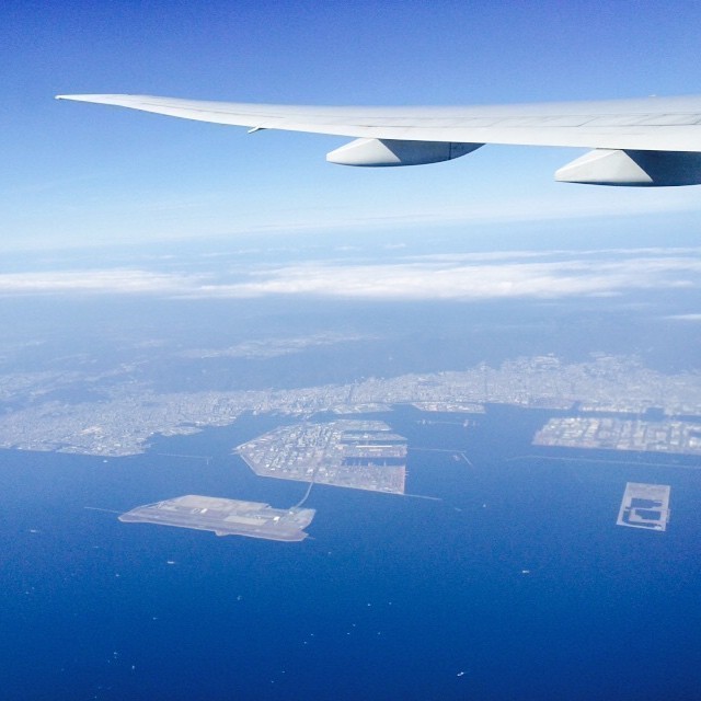 Up in the air. Osaka Kansai Airport below. #Osaka