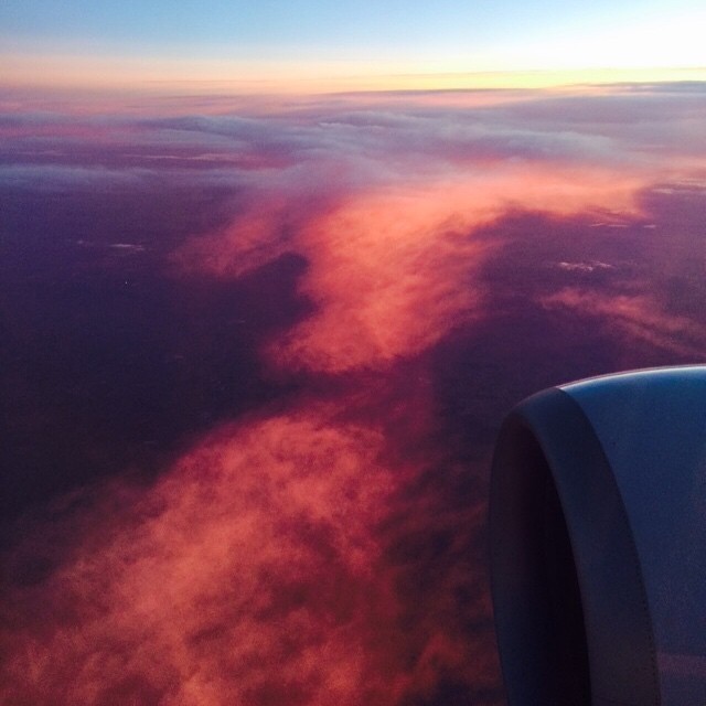 Wow red clouds. Sunset #upintheair