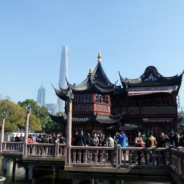 Famous tea house with 9-zigged bridge. #Shanghai