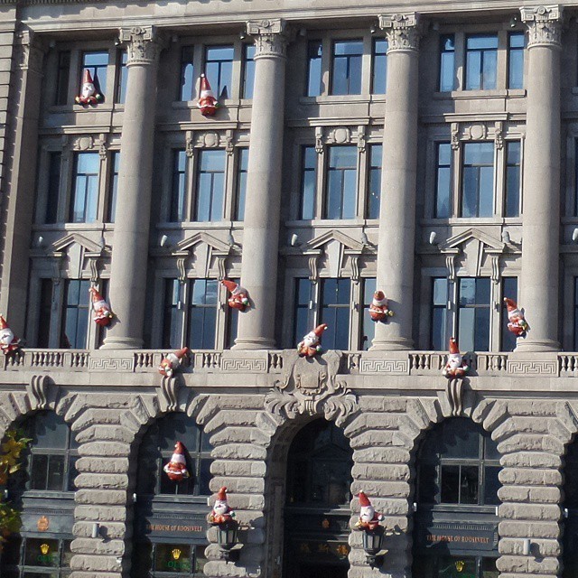 Santa is desperately trying to get into this building but they just won’t let him.
