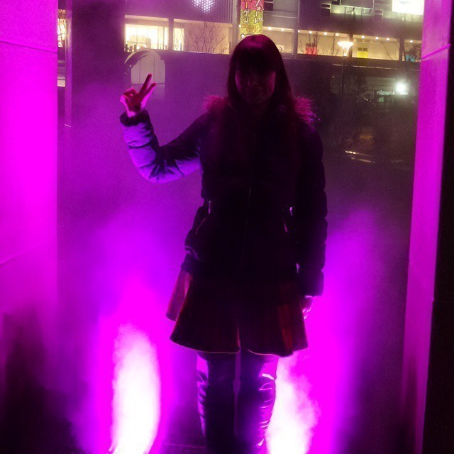 A shadowy me playing with coloured smoke. #Tokyo