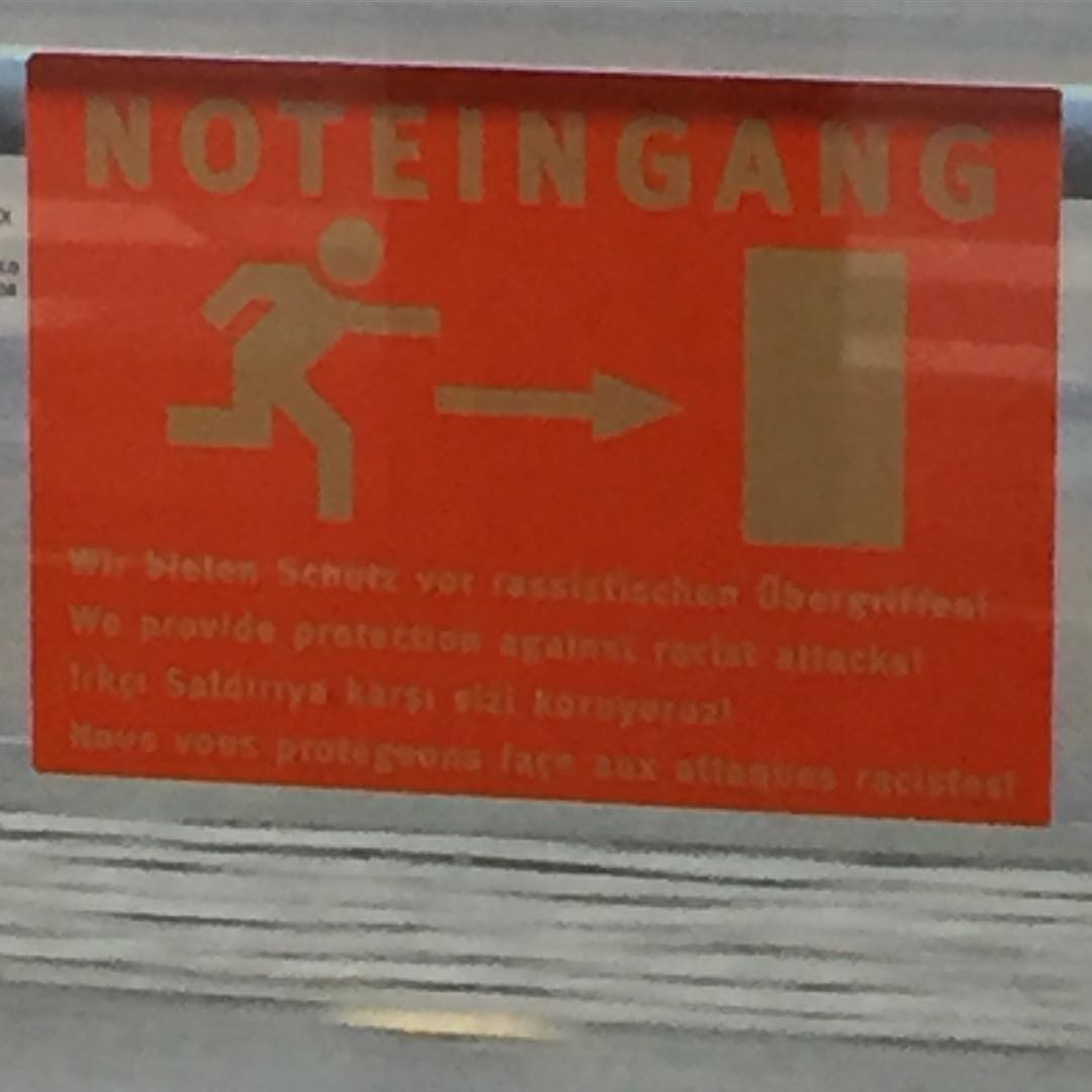 Usually you see an emergency EXIT sign but rarely an emergency ENTRY one. #Berlin
