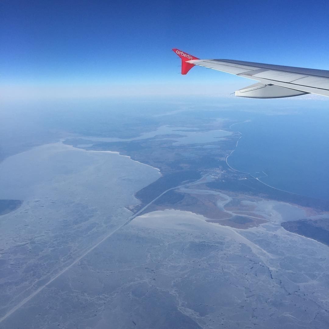 Ice fields over the baltic sea en-route to Helsinki where the temperature is 22C MINUS.