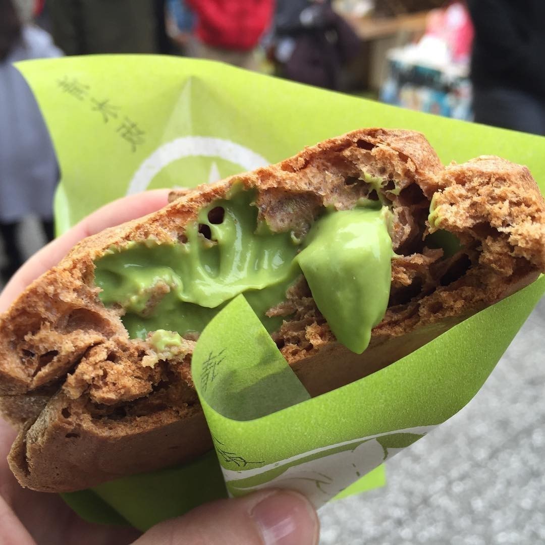 Green tea creme puff …