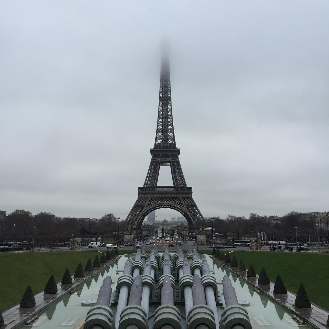 Disappearing into the clouds – love this giant. #Paris