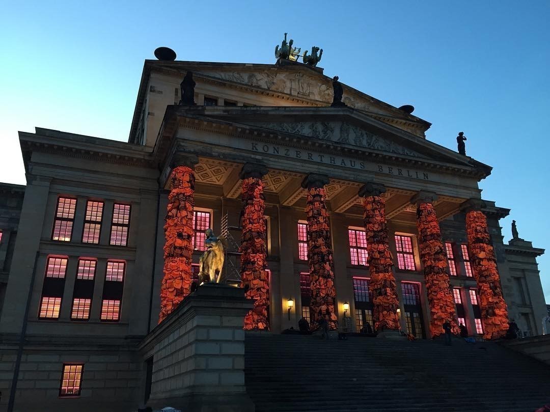 Ai WeiWei @aiww Memorial for refugees with 14k lifejackets