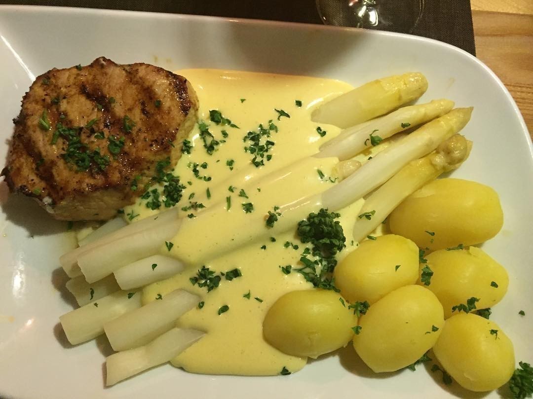 German food. Fresh asparagus.