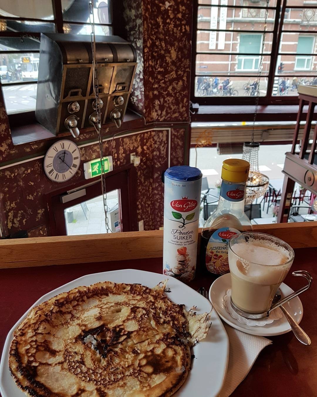 Dutch pancakes in this little crazy Small Talk Cafe #Amsterdam