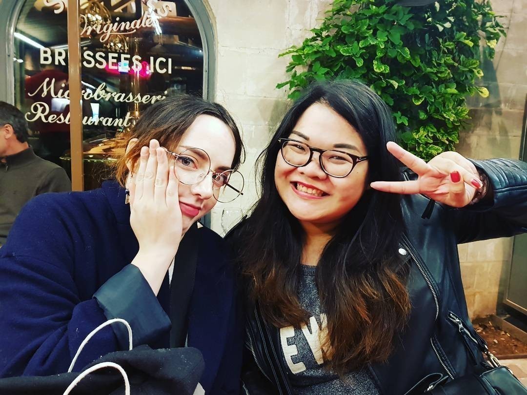 After concert drinks we are all hyped up. Merci Paris 👃