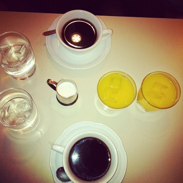 Coffee Water and Orange Juice – all nicely arranged. Now waiting for the toast :)