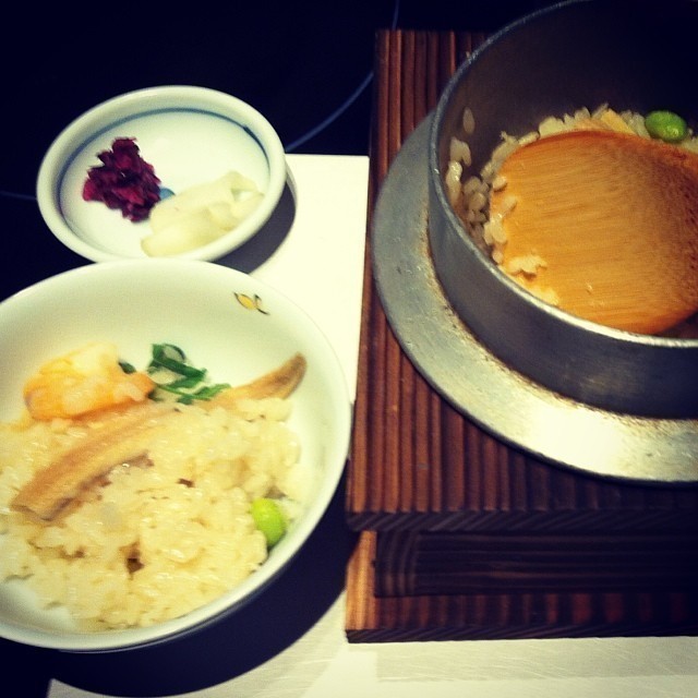Rice dish with Shrimps and Eel. Delicious. #kyoto