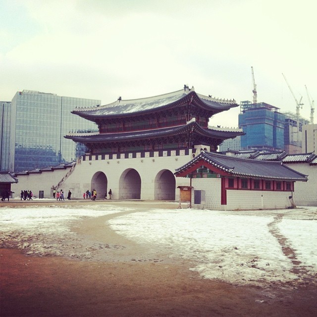 Same contrast in Seoul as experienced in Japan: the old sandwiched between the new. #seoul