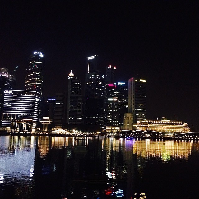 Singapore night skyline.