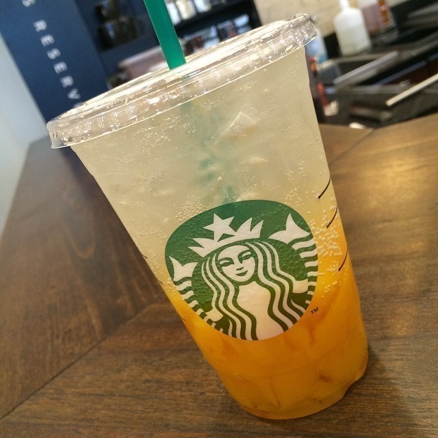 Sparkling Lemon ginger with Mango jelly. Interesting. #starbucks