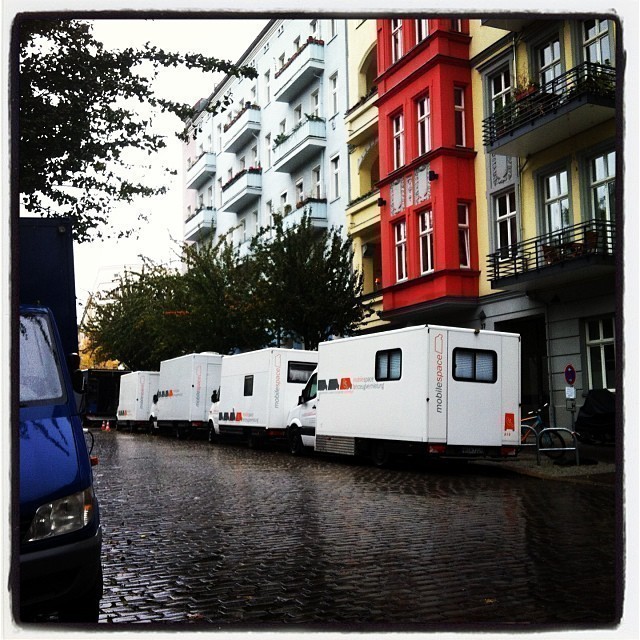 The accompanying cars of the film-set outside our office #Berlin