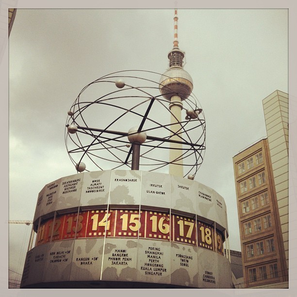 World clock and TV tower at Alex in Berlin #berlin