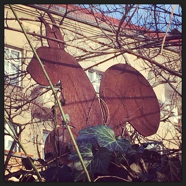 #berlin impressions: a metal squirrel hidden in the woods.