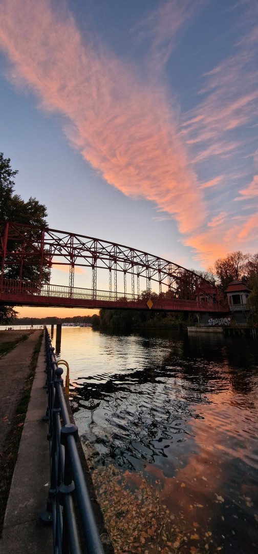 The famous bridge crossing Lake and Harbour #Tegel during #Sunset #Berlin