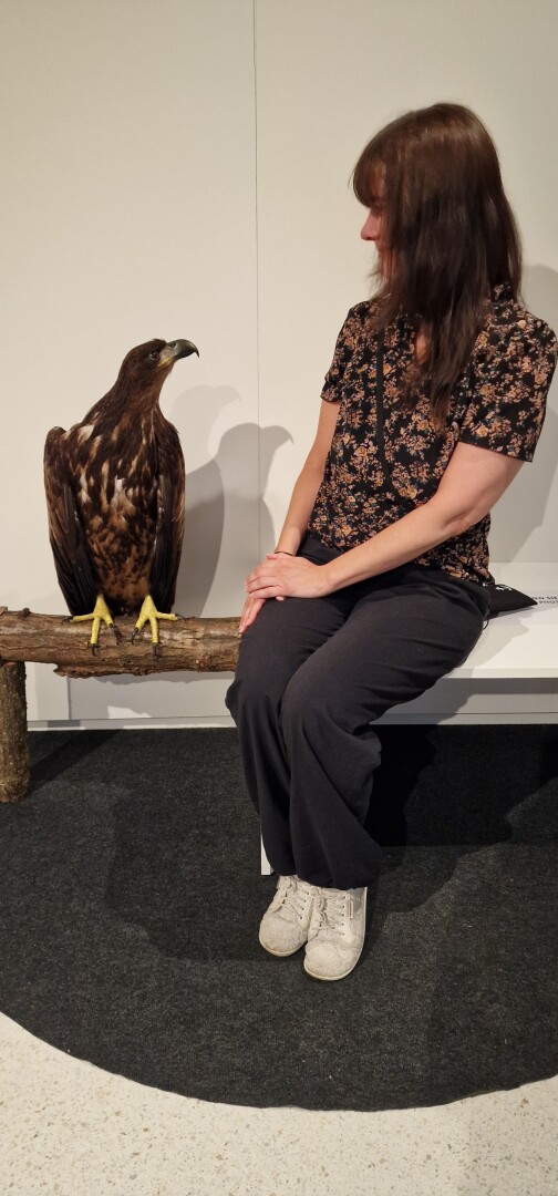 Me at an interesting exhibition at the Staatsbibliothek in Berlin (Die Vogel-WG)